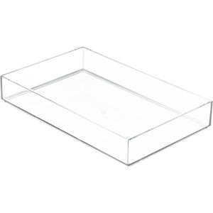 iDesign Clarity Plastic Drawer Organizer, Storage Container for Vanity, Bathroom, Kitchen Drawers, 8" x 12" x 2", Clear