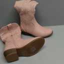 Kids Western Boots Embroidered Cowgirl Cowboy Boots Boys Girls Mid Calf Round Toe Riding Shoes Little Kid/Big Kid , Little - 12, Pink