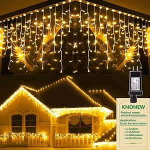 KNONEW Christmas Lights Outdoor Decorations 400 LED 33ft 8 Modes Curtain Fairy String Light with 75 Drops, Clear Wire LED String Light Indoor Decor for Wedding Party Christmas Decorations Warm White KNONEW Christmas Lights Outdoor Decorations 400 LED 33ft 8 Modes Curtain Fairy String Light with 75 Drops, Clear Wire LED String Light Indoor Decor for Wedding Party Christmas Decorations Warm White