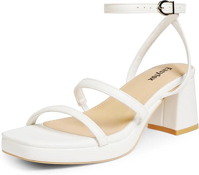 Platform Sandals for Women Open Toe Chunky Heels Two Strap 7cm/2.76" Platform Heels Size 6