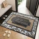 Welcome Door Mat, Washable Front Door Mat Outside Entrance with Non-Slip Rubber Backing 17x29''