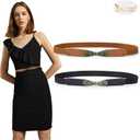 JASGOOD Women Skinny Elastic Stretch Belt for Dresses Retro Ladies Waist Vintage Thin Belt