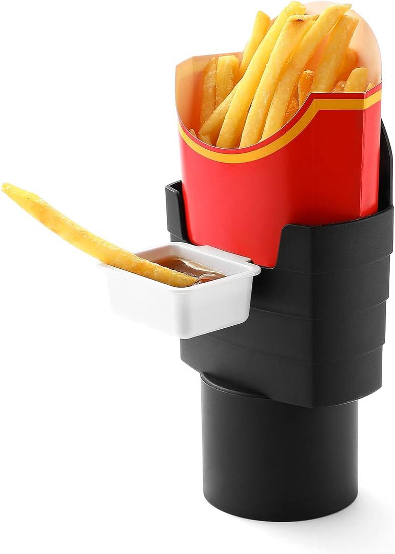 French Fry Holder and Sauce Holder Set for Car, Funny Useful White Elephant Gift Idea for Adults, Stocking Stuffer for Men and Women (1)