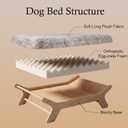 Elevated Dog Bed 37" 28" 11", Raised Wooden Large Dog Bed Frame and Mattress for Large Pets up to 80lbs