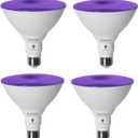 Bluex Bulbs 4 Pack PAR38 LED Black Light Bulb, 20W (200Watt Equivalent) E26 Blacklight Bulb Level 385400nm, Body Paint, Glow in The Dark Party LED Light Bulb Neon Glow Fluorescent Poster