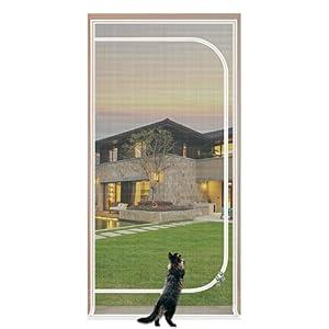QWR Reinforced Cat Screen Door,Fits Door Opening Size 32''x 80'',Thickened Cat Proof Screen Door Mesh with Zipper Closure for Living Room,Kitchen,Bedroom.