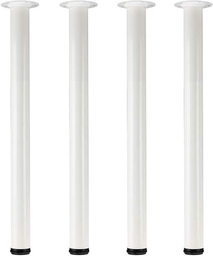 QLLY 28 inch Adjustable Tall Metal Desk Legs, Office Table Furniture Leg Set, Set of 4 (White)