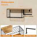 VITVITI Toilet Paper Holder with Shelf, Wall Mounted Toilet Paper Storage Basket, Wood Metal Toilet Roll and Wipes Holder for Bathroom Farmhouse (Brown)