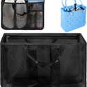 Beach Bag Organizer for Bogg Bag, Tote Bag Organizer Insert, Lightweight Mesh Divider with Zipper Pocket & 7 Compartments, Accessories Insert for XL Bogg Tote (Black, Medium)