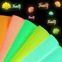 3D Puff Glow in The Dark Heat Transfer Vinyl Luminous Color HTV Puff Vinyl 6 Sheets 12"x10"for Heat Press T Shirt