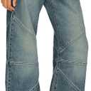 PLNOTME Women's High Waisted Barrel Jeans Casual Loose Boyfriend Wide Leg Denim Pants (Blue,4)
