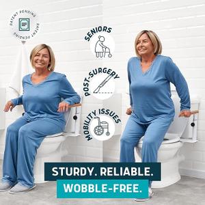 Lunderg Toilet Safety Rails for Seniors - Easy Installation & Super Sturdy Grab Bars Arms - Non-Bulky & Elegant Handicap Toilet Safety Frame - Seat Handles for Elderly, Disabled or Mobility Issues, White