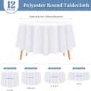 12 Pack White Round Tablecloth-120 Inch White Table Cloth Polyester Round Table Cover White Tablecloths Washable Fabric Table Cover for Wedding/Party/Banquet/Dining/Buffet Table(White/120 Inch)