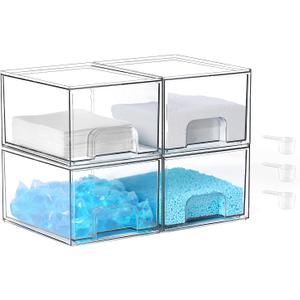 Laundry Pods Container and Dryer Sheet Holder Set, Dishwasher Pods Holder Set, Detergent Pods Storage Box, Scent Booster And Laundry Powder Dispenser Orangizer For Laundry Room, 4 PACK