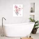LB Pink Flower Wall Art Pink Butterfly Grey Leaf Canvas Wall Art for Bedroom Fantasy Floral Painting Wood Framed Prints Wall Decor for Living Room Bathroom,16x24 inches