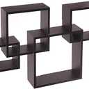 Greenco 4 Cube Intersecting, Easy-to-Assemble Floating Wall Mount Shelves for Bedrooms and Living Rooms - Walls Shelving for Living Room - Wall Mounted Shelves - Espresso Finish