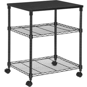 SONGMICS 3 Tier wide Printer Stand, Printer Table with Wheels, Rolling Printer Cart, Printer Desk with Metal Frame for Home Office, 22 x 18.1 x 26.8 Inches, Black ULGR32BK