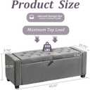 Royal Windsor Ottoman with Storage,Tufted Storage Bench with Safety Hinge,Holds up to 350 lb,Upholstered Bench with Seating for Bedroom, Living Room,Entryway,Linen Light Gray, 15.8"D x 43.3"W x 15.8"H