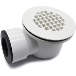 Low Profile Shower Drain, 1.5" Side Outlet Drain Assembly with Perforated Strainer, for 1.5" or 2" Replacement Shower Base PVC Side Outlet Drain