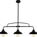 Modern Farmhouse Black Pendant Lighting Fixture, 3-Lights Industrial Linear Chandelier Metal Hanging Lamp for Kitchen Island Dining Room Living Room Hallway Pool Table