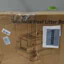 XXXL Extra Large Stainless Steel Litter Box with Lid, 28" L x 20.5" W x 17" H Covered Stainless Steel Litter Box, Suitable for Large Cats and Multiple Cats, Non-Sticky, Anti-Leakage, Easy to Clean