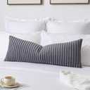 Kevin Textile Soft Plush 14x36 Inch Long Lumbar Pillow Cover 1 Pack, Luxury Fluffy Faux Fur Striped Flannel Rectangle Body Cushion Case for Couch Sofa Chair Bed Home Decor, Dark Grey