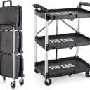 EAST MOUNT Portable Folding Service Cart - Rolling Utility Foldable Cart with Wheels for Warehouse Home Workshops Garages Restaurants Offices