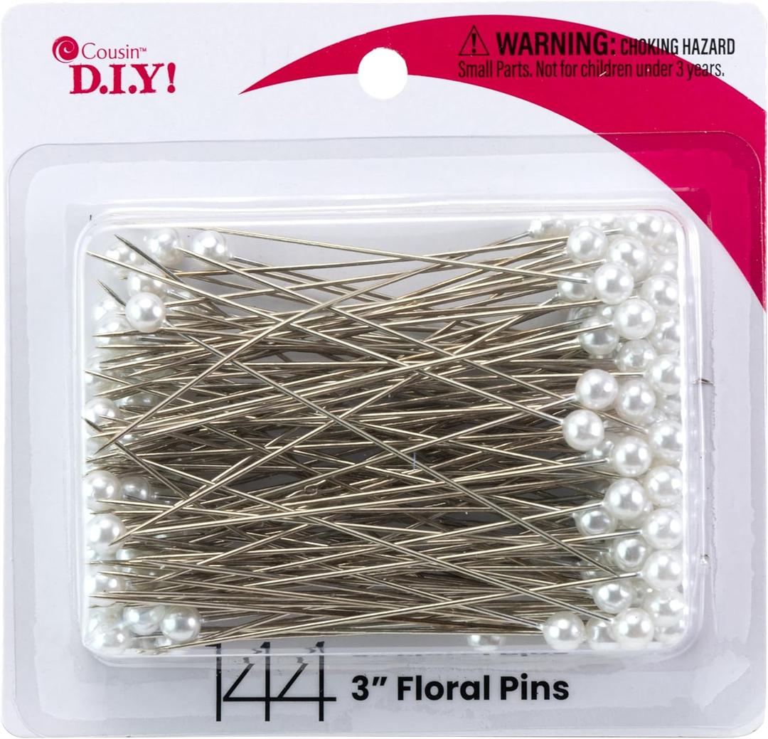 Cousin DIY White 3 inch Floral Pins Pearlized Ball Heads, 144 Pack, 40000706