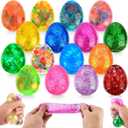 16 Pack Easter Egg Stress Balls, Squishy Squeeze Balls for Teens & Adults (14+), Easter Basket Fillers for Teens & Adults, Stress Relief Fidget Balls