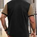 Mens T-Shirts Short Sleeve Button Casual Stylish Basic Tees Work Striped Shirts Henley Summer Lightweight Stretch Top (XXL)