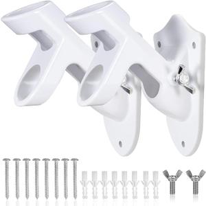 Flag Pole Holder Brackets, BONWIN 1" Flag Pole Mounting Bracket with Hardwares for House Wall Mount, 1" Inner Diameter, Two Positions & Aluminium Alloy, Rust Free Coated (White - 2 Pack)