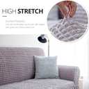 NICEEC Sofa Slipcover Grey Sofa Cover 1 Piece Easy Fitted Sofa Couch Cover Universal High Stretch Durable Furniture Protector with Skirt Country Style (3 Seater Lilac Gray)