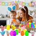 Jumbo 4" Easter Eggs Filled with Wind-up Toys , 8 Pack Colorful Easter Egg Wind Up Jumping Bunnies and Chicks Hunt Filling Treats Easter Basket Stuffers Easter Party Favors for Kids Boys Girls