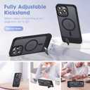 2 x Compatible with iPhone 15 Plus Case [Compatible with Mag-Safe][Adjustable Kickstand][Military Grade Drop Protection] Translucent Phone Case for iPhone 15 Plus,Black