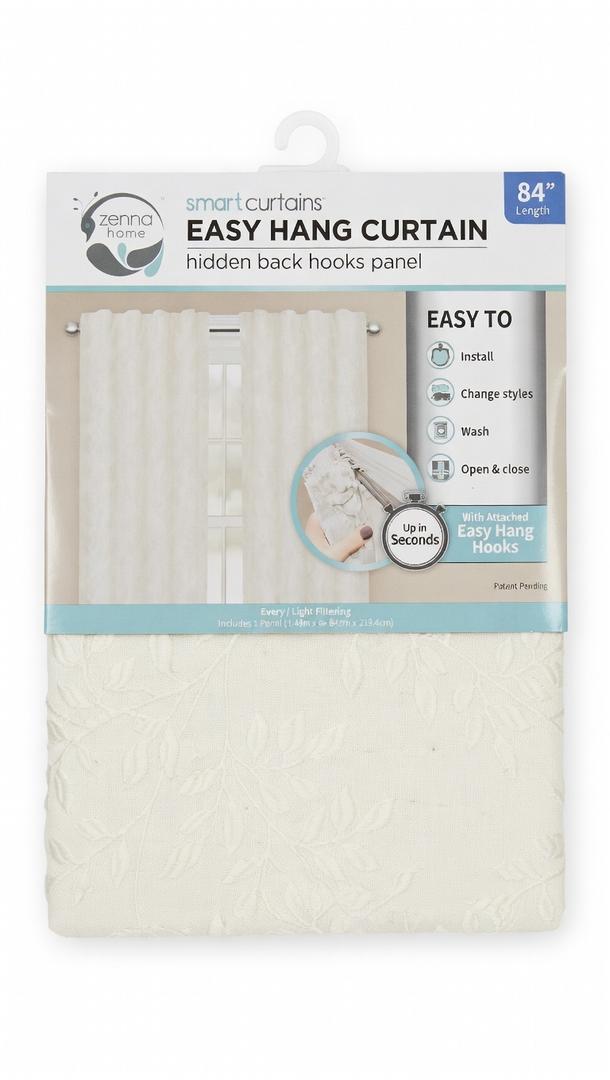 Zenna Homes Smart Curtains Easy Hand Curtain Hidden back hooks panel 
40 Inches x 84 Inches
, beige