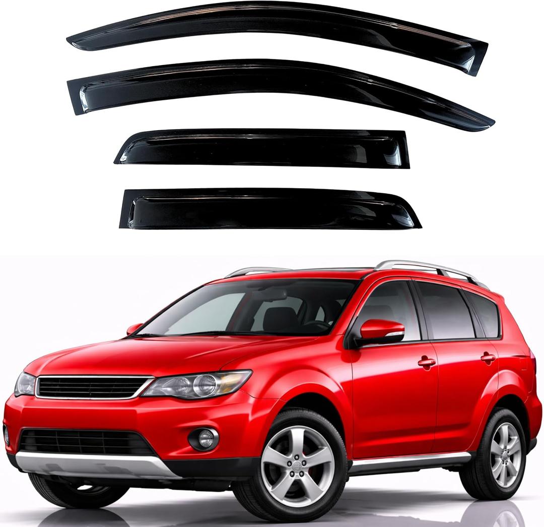 KPY Rain Guards Fit for 2007-2010 Mitsubishi Outlander, Out-Channel Window Visors Vent Wind Deflectors 4PC, Car Accessories for 07-10 Outlander