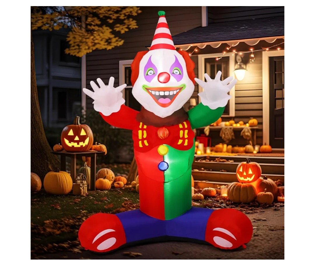 COMIN 7 FT Halloween Inflatables Clown Outdoor Decorations Blow Up Yard Decoration with Built-in LEDs for Garden Lawn Party Decor