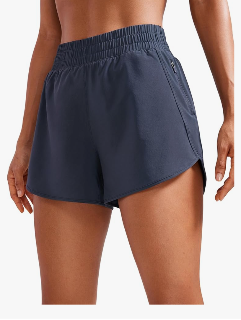 Dolphin Athletic Shorts for Women 3" - High Waisted Quick Dry for Running Workout Gym Track with Zip Pocket Size S