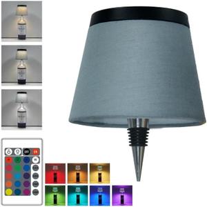 Wireless Bottle Lamp,Small Bedside Table Lamp,RGB LED Bottle Light with Remote Dimmable(RGB Blue Gray, 1pc)