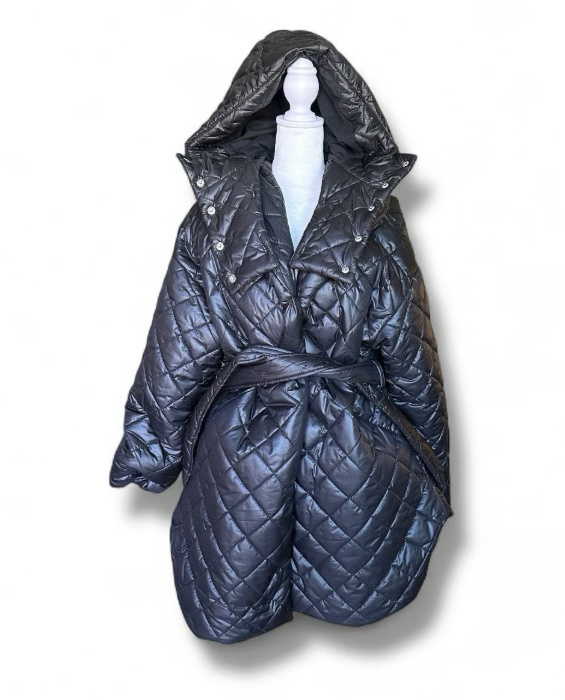 BTFBM Women Button Down Quilted Jacket Coat Winter Fashion Belted Removable Padded Hood Puffer Outerwear With Pockets
, XL