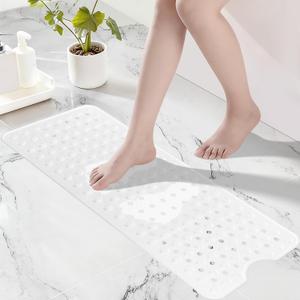 Silicone Bath Tub Mat Non Slip, 36"x16" Shower Foot Scrubber Mat with Drain Holes and Suction Cups, Upgraded Bathtub and Shower Mats, Machine Washable Bathtub Floor Liner Mats for Bathroom (Clear)