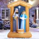 7 FT Christmas Inflatables Nativity Scene Outdoor Decorations, Christmas Blow Up Yard Decorations Nativity Sets for Garden Lawn Xmas Decor