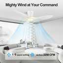 ocioc 42 inch Ceiling Fans with Lights and Remote, Dimmable Ceiling Fans with Reversible Quiet DC Motor, Flush Mount, 3CCT, White Ceiling Fan for Bedroom Living Room Indoor/Outdoor