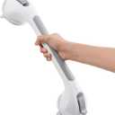 Shower Handle 1 Pack, 17 Inch Grab Bar for Bathtubs and Showers, Strong Suction Cup Safety Handrail for Seniors, Elderly, Injury Recovery, No Drilling Waterproof Bathroom Grip, Grey