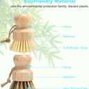 Bamboo Dish Brush Set, 4 Pcs Palm Wooden Dish Scrubber Brush, Dish Brushes, Durable Wood Dishes Scrub Brush, Natural Round Vegetable Cleaning Pots Pans Sink Washing Kitchen Brush by Aisuly (2p Palm+2p Sisal)