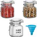 3Pcs 3.4oz Small Airtight Glass Spice Jars with Lids & Clip Top, Small Glass Mason Jars Square Bottles, Herb Jars, Mason Jars, Seasoning Containers (3)