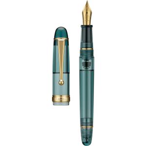 Asvine V126 Vacuum Filling Fountain Pen Gold Plated Fine Point, Transparent Teal Acrylic Pen Gift Case