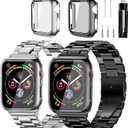 REASDEN Stainless Steel Band and Case Compatible With Apple Watch Iwatch Ultra Series 42/44/45mm, Series1-9,SE 1/2/3, Men Women Classic, Classy Metal Business