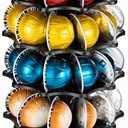 FlagShip 50 Vertuo Pods Carousel Holder Black Coffee Pod Holder 360° Rotating Rack Stand for Vertuoline Pods 5 Tier (50 Pods Capacity)