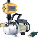 TDRSUPER 1/2 HP Water Pressure Booster Pump with Smart Controller, 845GPH, 110V, Stainless Steel Well Pump, Automatic Water Transfer Jet Pump for Home, Garden, Lawn, Irrigation